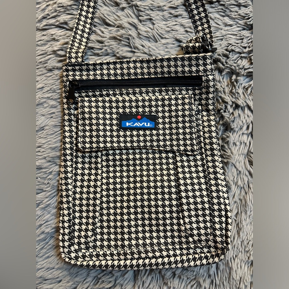 Kavu Cotton Canvas Crossbody Bag Houndstooth Pattern Like New